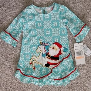 NWT girls Santa & unicorn dress size 2T
